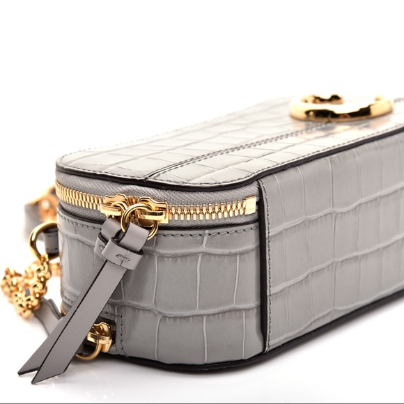 ☀️NWT☀️Chloé Mini C Vanity Bag Croc Embossed Gray - Picture 8 of 16